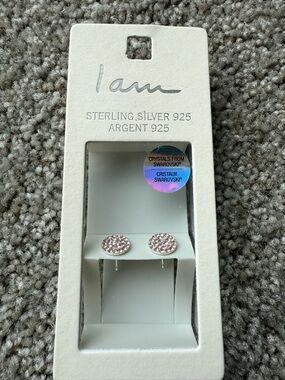 I am Sterling Silver 925 Swarovski Crystal Stud Earrings - Rose Pink